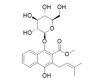 1,4-Dihydroxy-2-carbomethoxy-3-prenylnaphthalene-1-O-beta-glucopyranoside