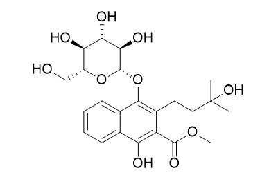 2-Naphthalenecarboxylic acid, 4-(D-glucopyranosyloxy)-1-hydroxy-3-(3-hydroxy-3-methylbutyl)-, methyl ester