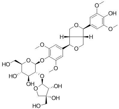 (-)-丁香树脂酚-4-O-beta-D-呋喃芹糖基-(1→2)-beta-D-吡喃葡萄糖苷